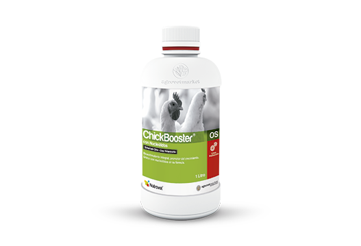 ChickBooster® con Nucleótidos OS complete bioestimulant in balanced fomula based on vitamins, amino acids, minerals, electrolytes and essential fatty acids. 