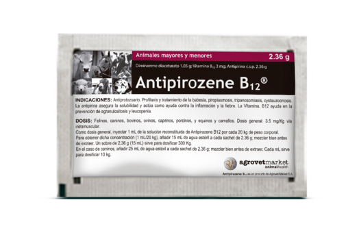 Antipirozene B12® hemoparasiticida, antianémico y antipirético. 