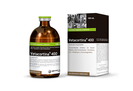 Vetacortina® 400 glucocorticoide sintético de acción rápida y alta concentración antinflamatorio, antialérgico y gluconeogenético 