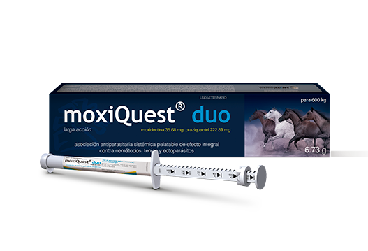 moxiQuest® Duo asociación antiparasitaria sistémica palatable de efecto integral contra nemátodos, tenias y ectoparásitos 