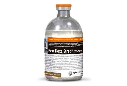 Pen Dexa Strep® 200/100/250 combination  of broad-spectrum synergistic antibiotic + fast-acting corticoid anti-inflammatory  